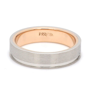 Platinum Love Bands with a Single Groove & Rose Gold Base JL PT 643