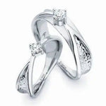 Load image into Gallery viewer, Platinum Love Bands with Raised Solitaires JL PT 108
