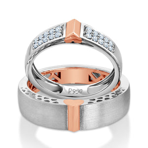 Platinum Love Bands with Rose Gold & Diamonds JL PT 1074