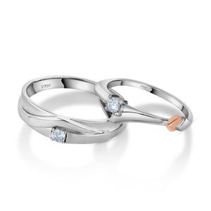 Platinum Love Bands with Rose Gold & Diamonds JL PT 1076