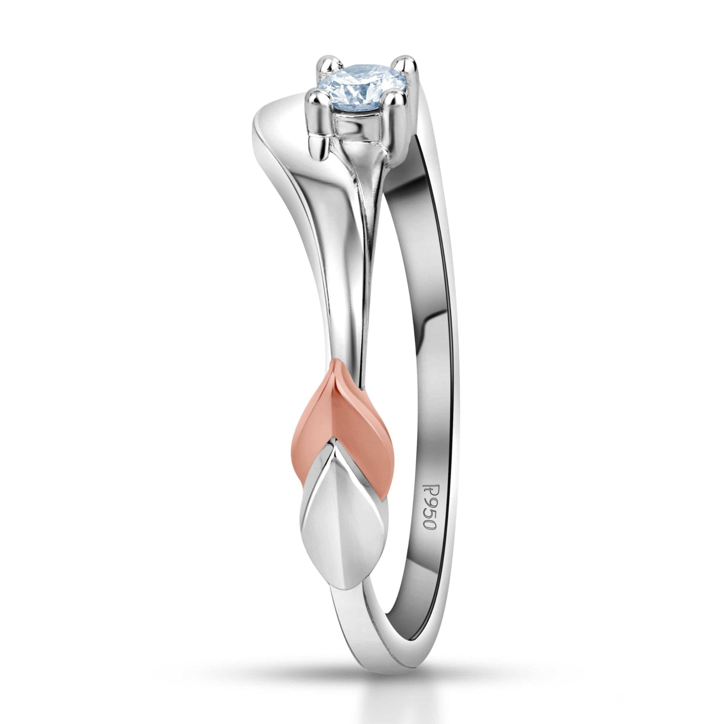 Platinum Love Bands with Rose Gold & Diamonds JL PT 1076