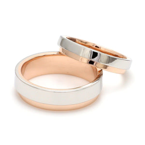 Platinum Love Bands with Rose Gold Step JL PT 925-A