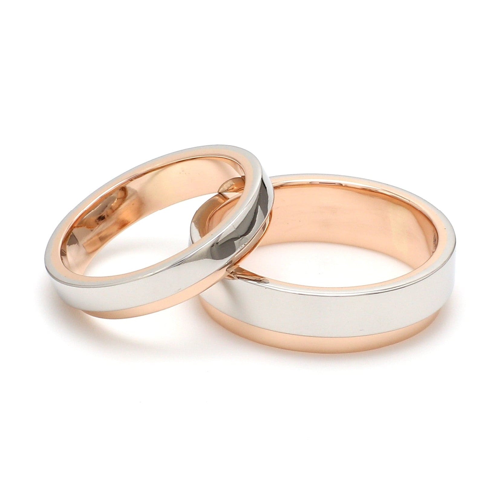 Platinum Love Bands with Rose Gold Step JL PT 925-A