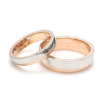 Load image into Gallery viewer, Platinum Love Bands with Rose Gold Step JL PT 925-A
