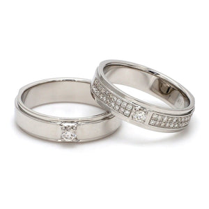 Platinum Love Bands with Sparkling Diamonds JL PT 622