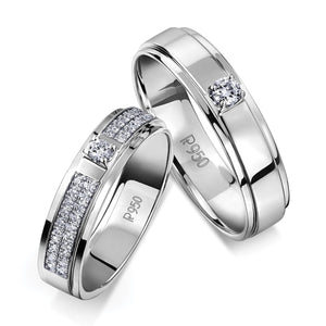 Platinum Love Bands with Sparkling Diamonds JL PT 622