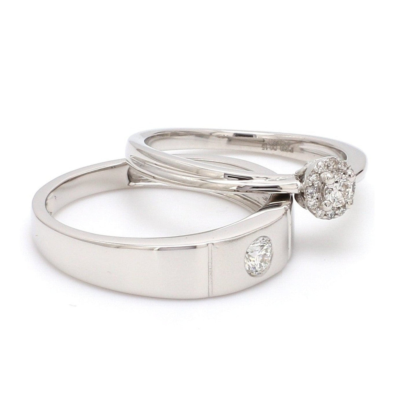 Platinum Rings for Couple with Single Diamonds JL PT 593