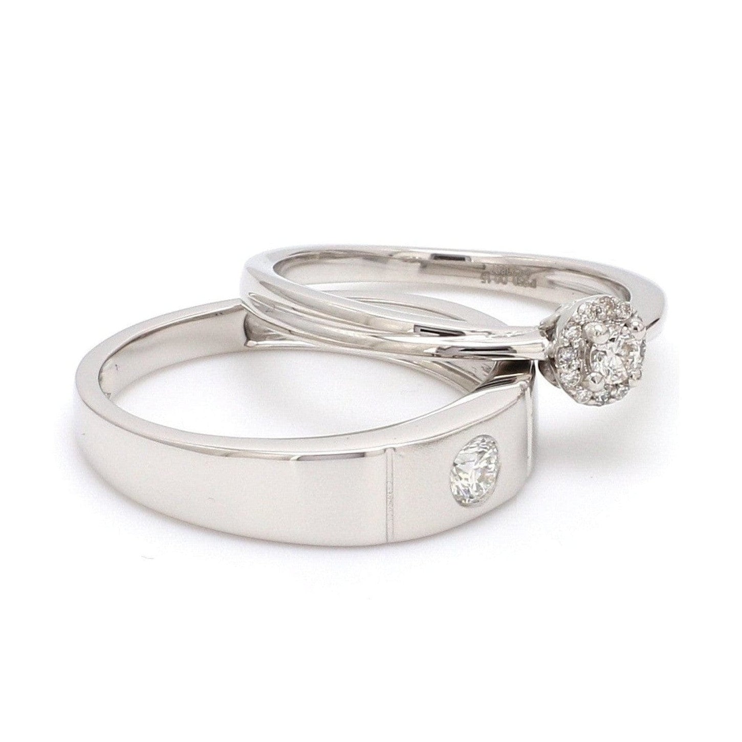 Platinum Rings for Couple with Single Diamonds JL PT 593