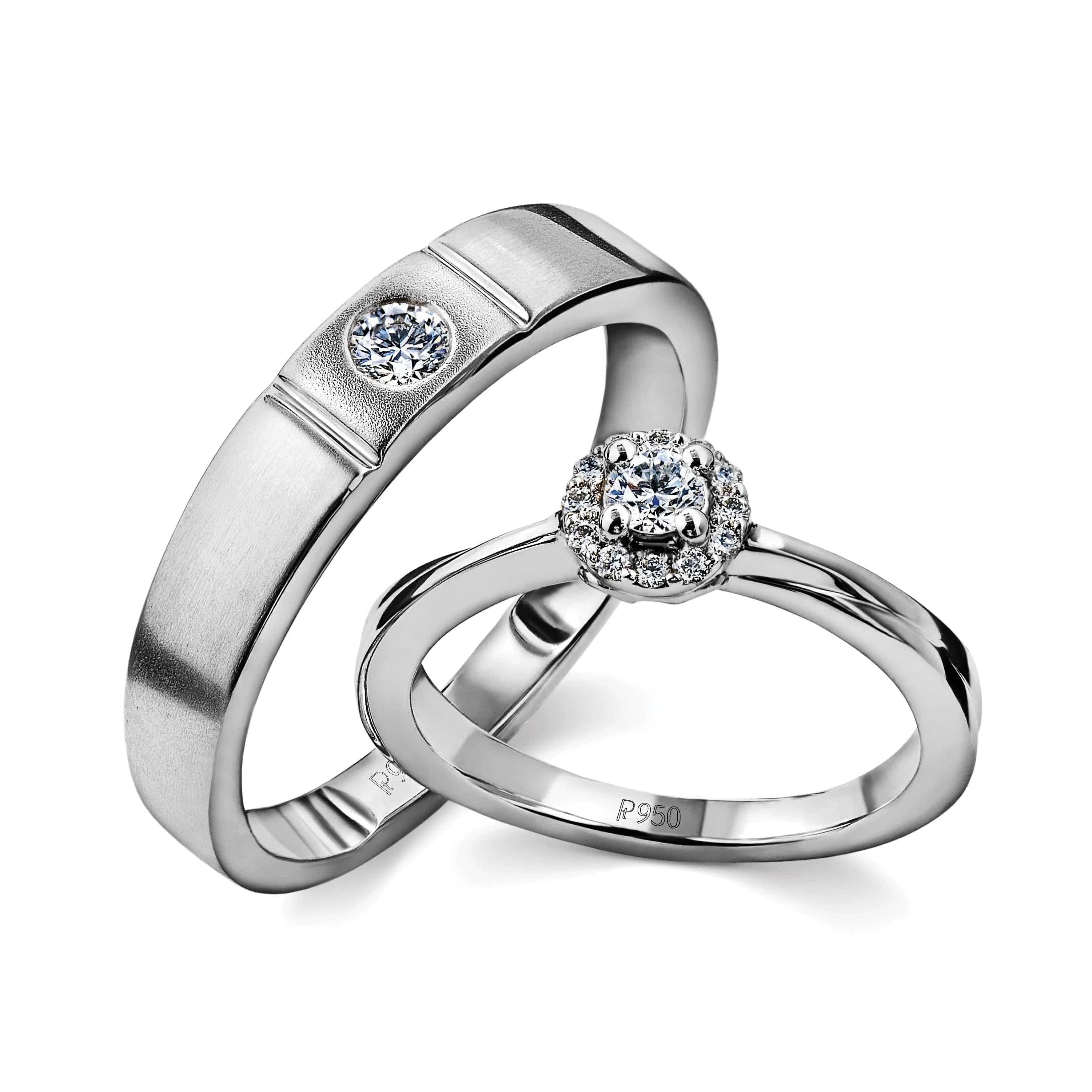 Platinum Rings for Couple with Single Diamonds JL PT 593