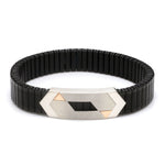 Load image into Gallery viewer, Platinum &amp; Rose Gold Black Band Bracelet for Men - Flexible  JL PTB 1088
