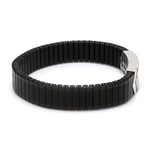 Load image into Gallery viewer, Platinum &amp; Rose Gold Black Band Bracelet for Men - Flexible  JL PTB 1088
