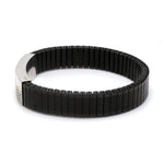 Load image into Gallery viewer, Platinum &amp; Rose Gold Black Band Bracelet for Men - Flexible JL PTB 1089
