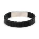 Load image into Gallery viewer, Platinum &amp; Rose Gold Black Band Bracelet for Men - Flexible JL PTB 1089
