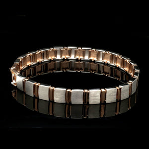 8mm Platinum & Rose Gold Bracelet for Men JL PTB 1063