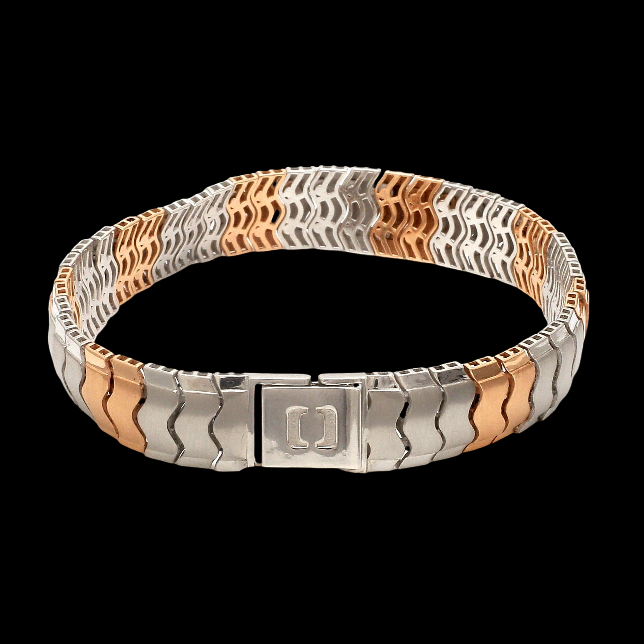 Platinum Rose Gold Bracelet with Hi-Polish & Matte Finish for Men JL PTB 1177