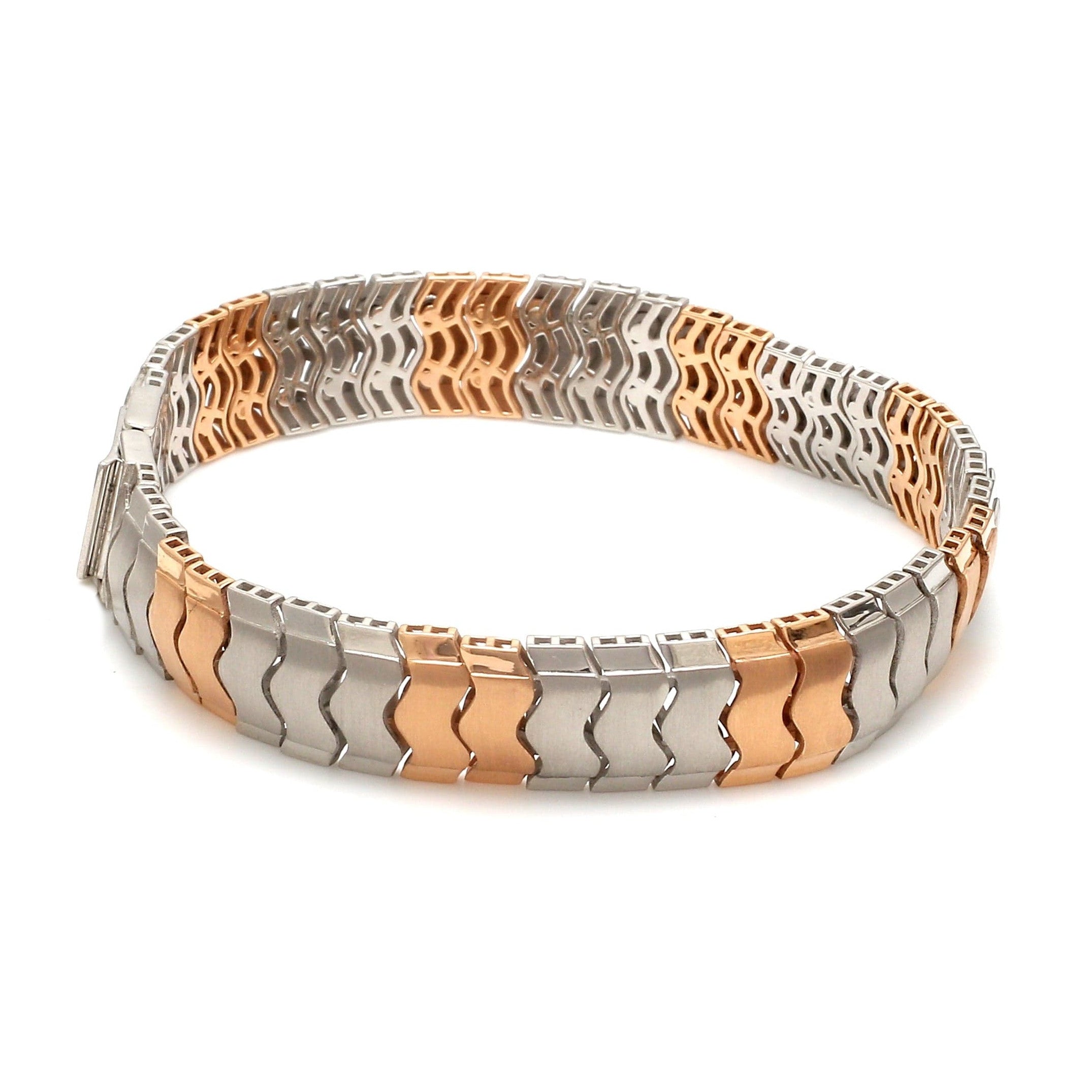 Platinum Rose Gold Bracelet with Hi-Polish & Matte Finish for Men JL PTB 1177