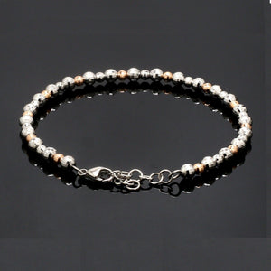 Platinum Rose Gold Bracelet with Diamond Cut Balls for Women JL PTB 1200