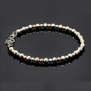 Platinum Rose Gold Bracelet with Diamond Cut Balls for Women JL PTB 1200