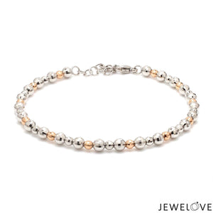 Platinum Rose Gold Bracelet with Diamond Cut Balls for Women JL PTB 1200