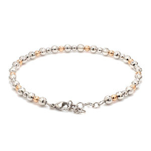 Platinum Rose Gold Bracelet with Diamond Cut Balls for Women JL PTB 1200