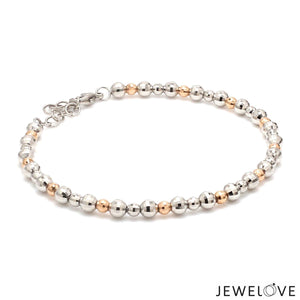 Platinum Rose Gold Bracelet with Diamond Cut Balls for Women JL PTB 1200