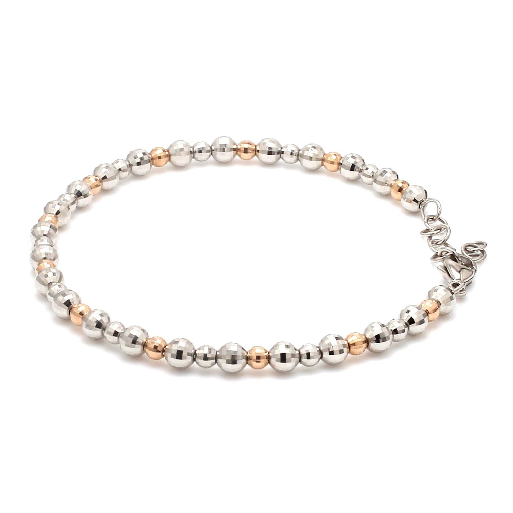 Platinum Rose Gold Bracelet with Diamond Cut Balls for Women JL PTB 1200