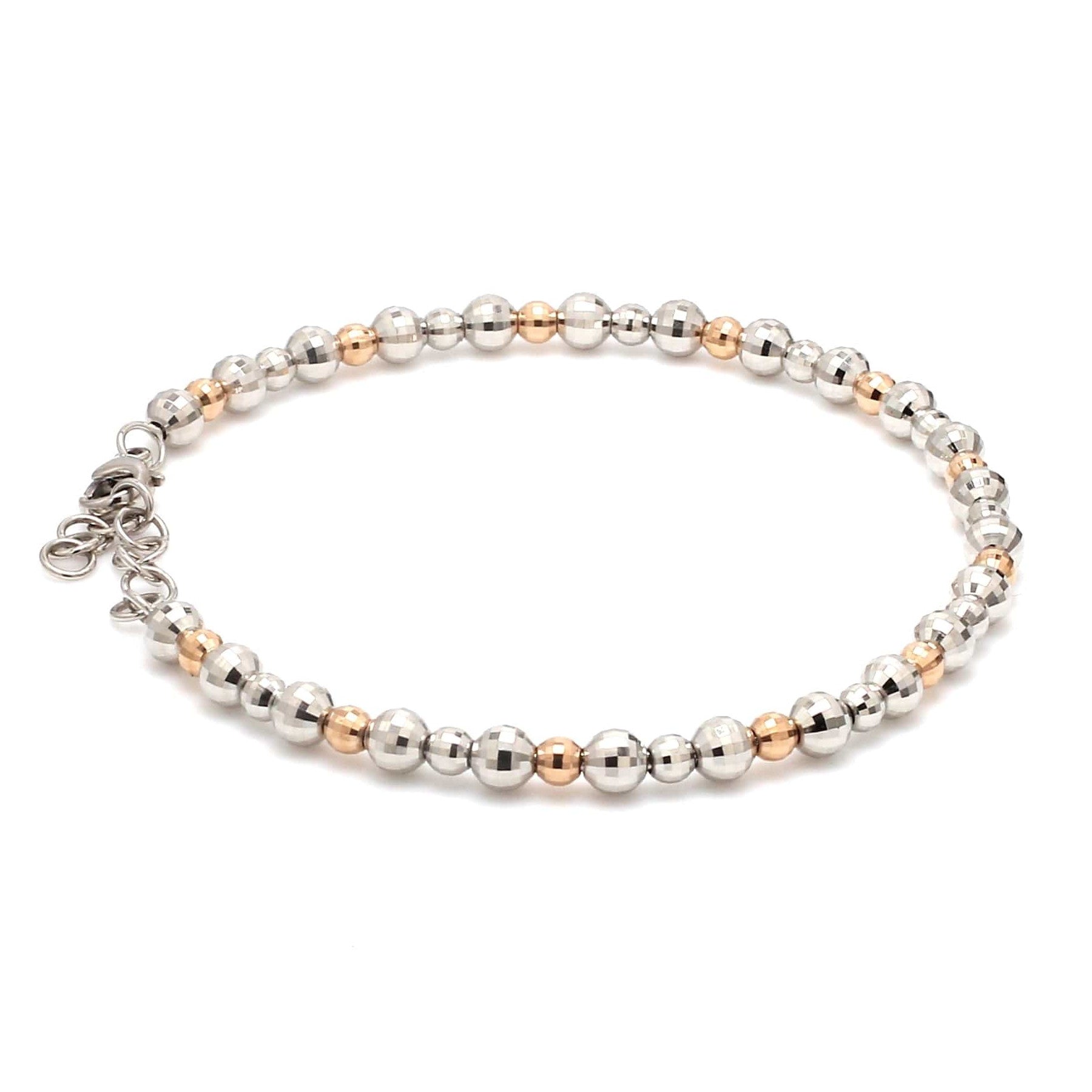 Platinum Rose Gold Bracelet with Diamond Cut Balls for Women JL PTB 1200