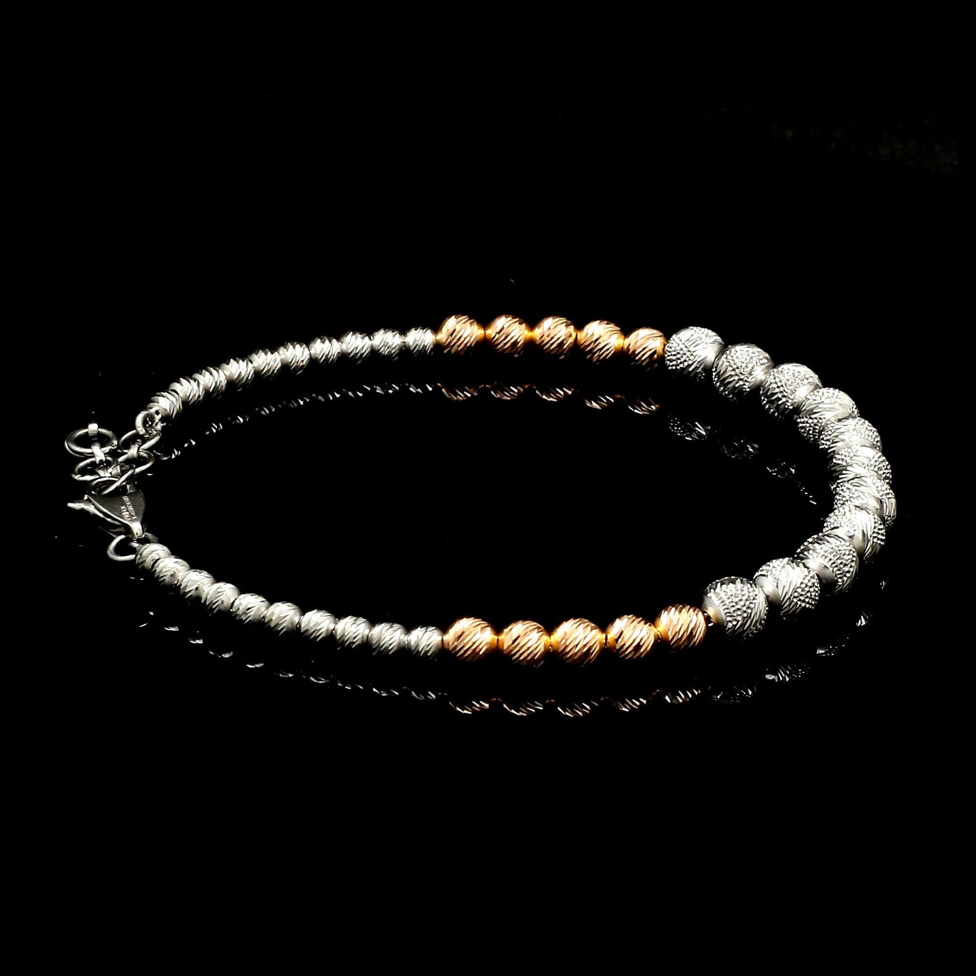 Platinum Rose Gold Bracelet with Diamond Cut Balls for Women JL PTB 1210