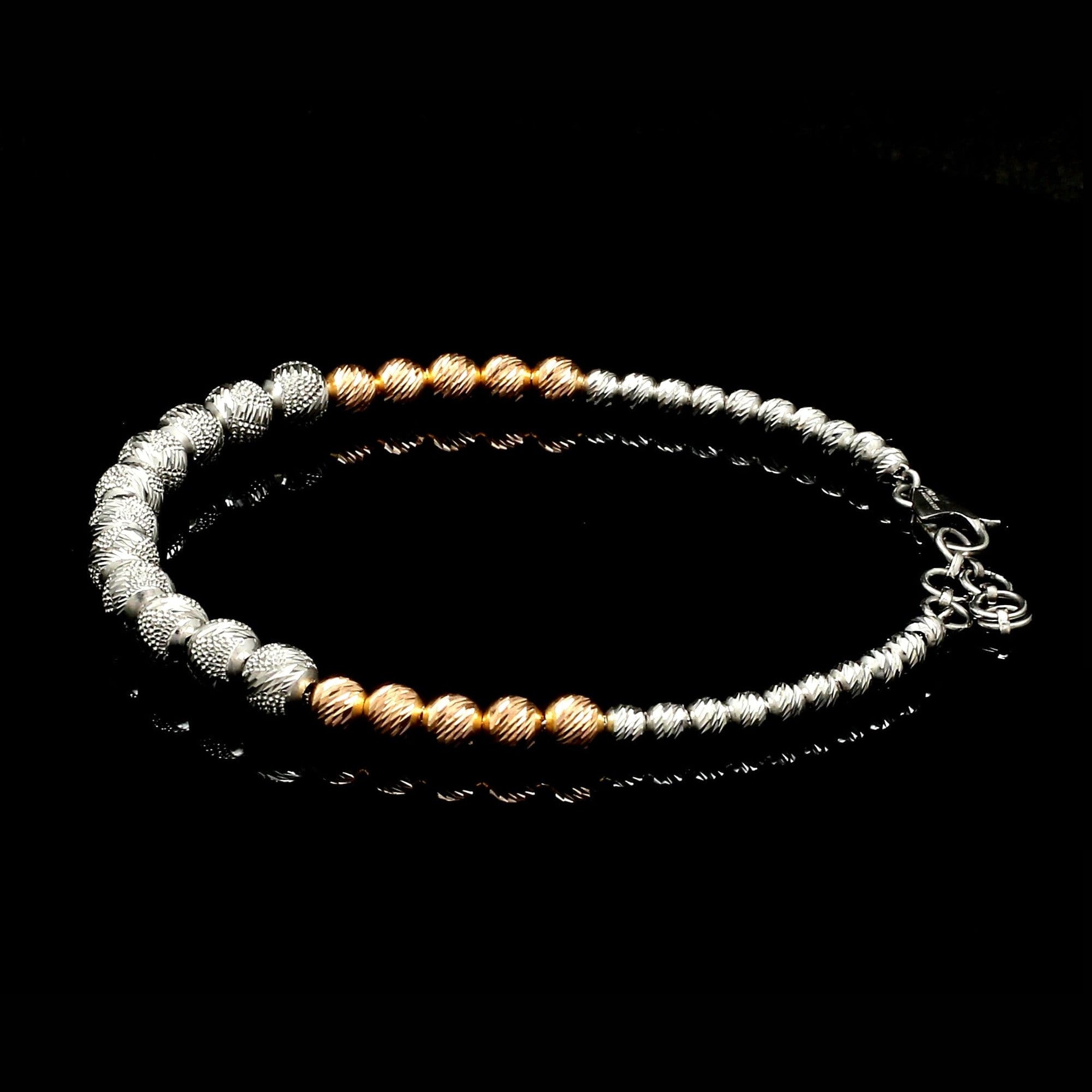 Platinum Rose Gold Bracelet with Diamond Cut Balls for Women JL PTB 1210