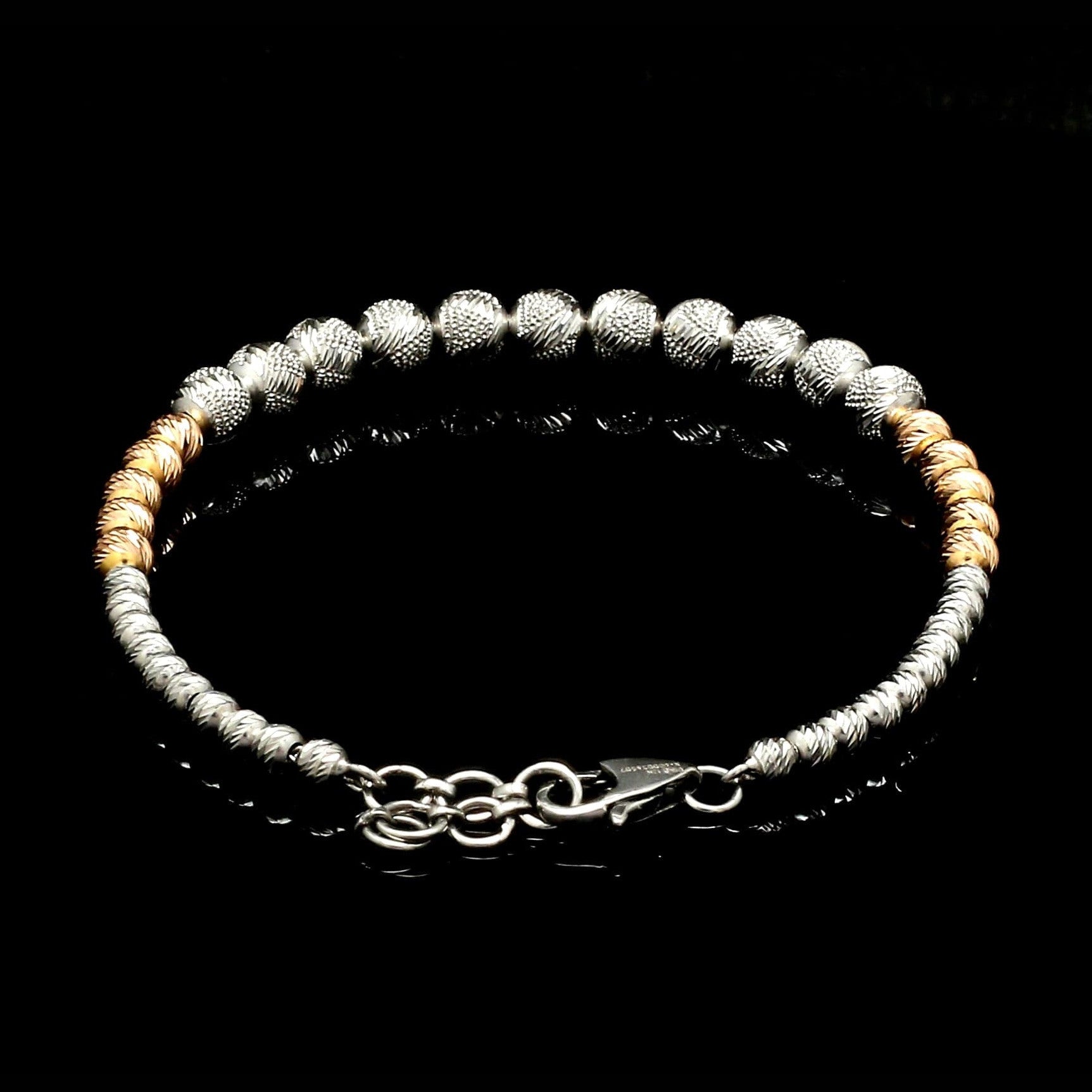 Platinum Rose Gold Bracelet with Diamond Cut Balls for Women JL PTB 1210