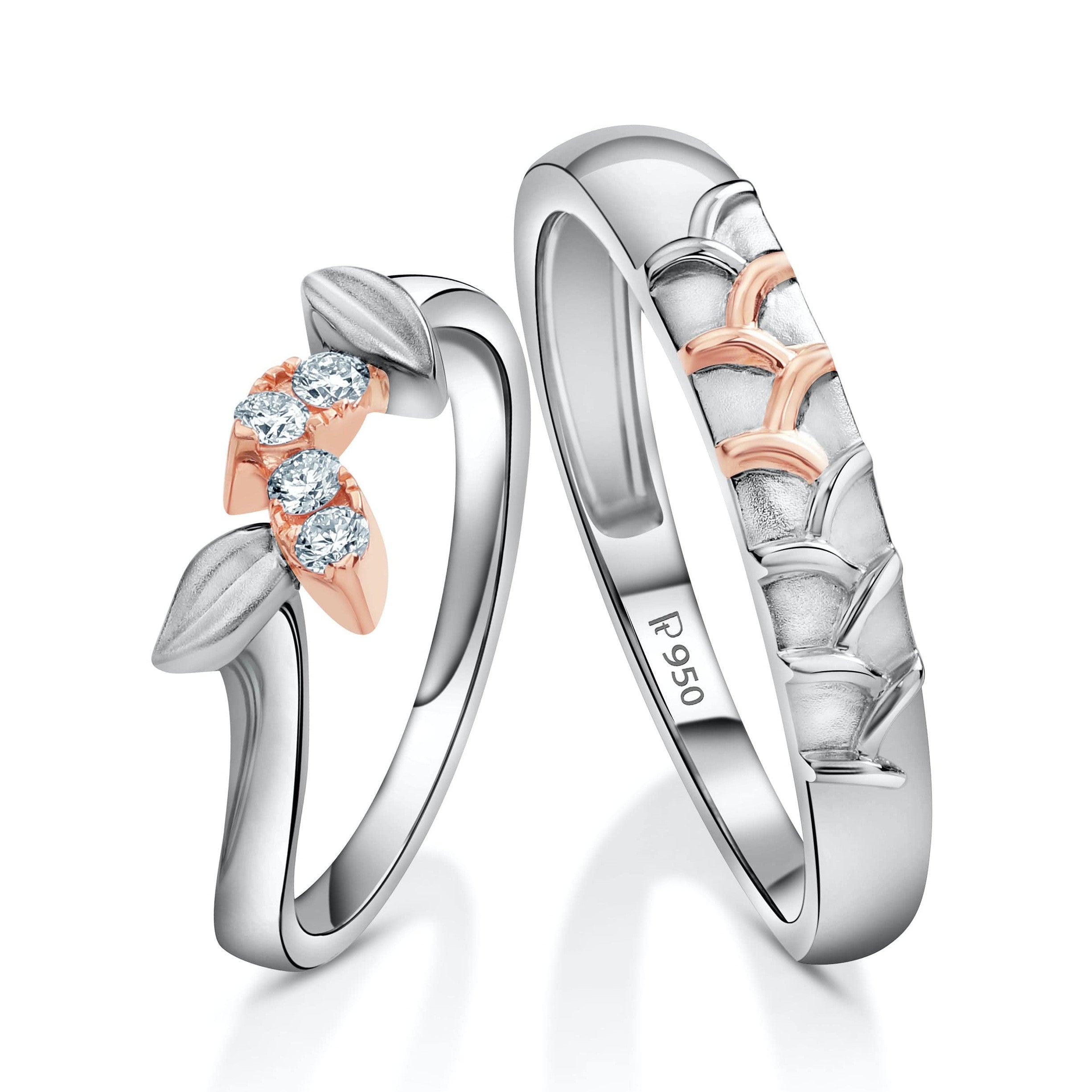 Platinum & Rose Gold Couple Rings JL PT 999