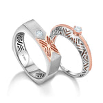 Load image into Gallery viewer, Platinum &amp; Rose Gold Couple Rings with Single Diamonds JL PT 952
