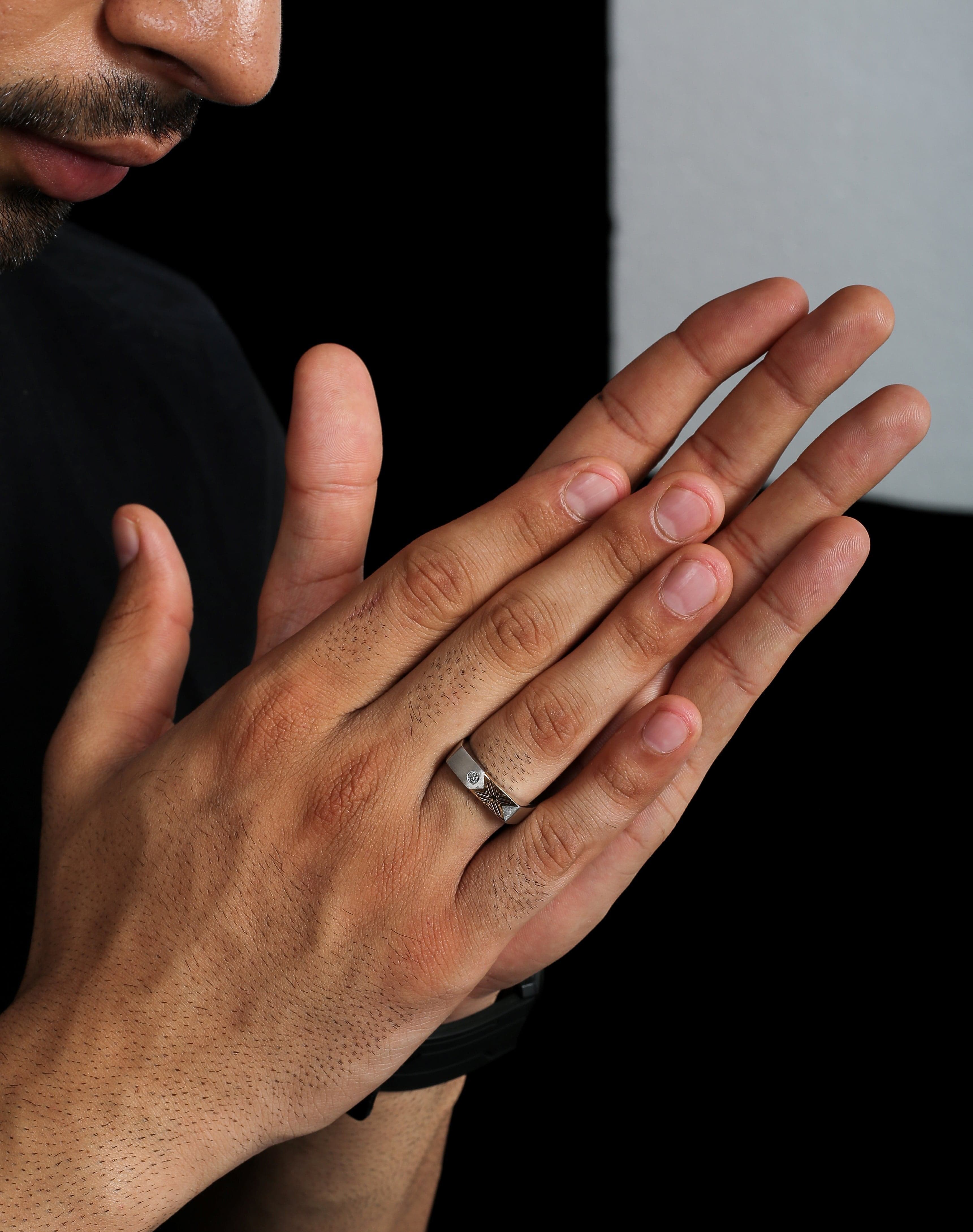 Platinum & Rose Gold Couple Rings with Single Diamonds JL PT 952