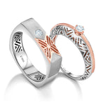 Load image into Gallery viewer, Platinum &amp; Rose Gold Couple Rings with Single Diamonds JL PT 952
