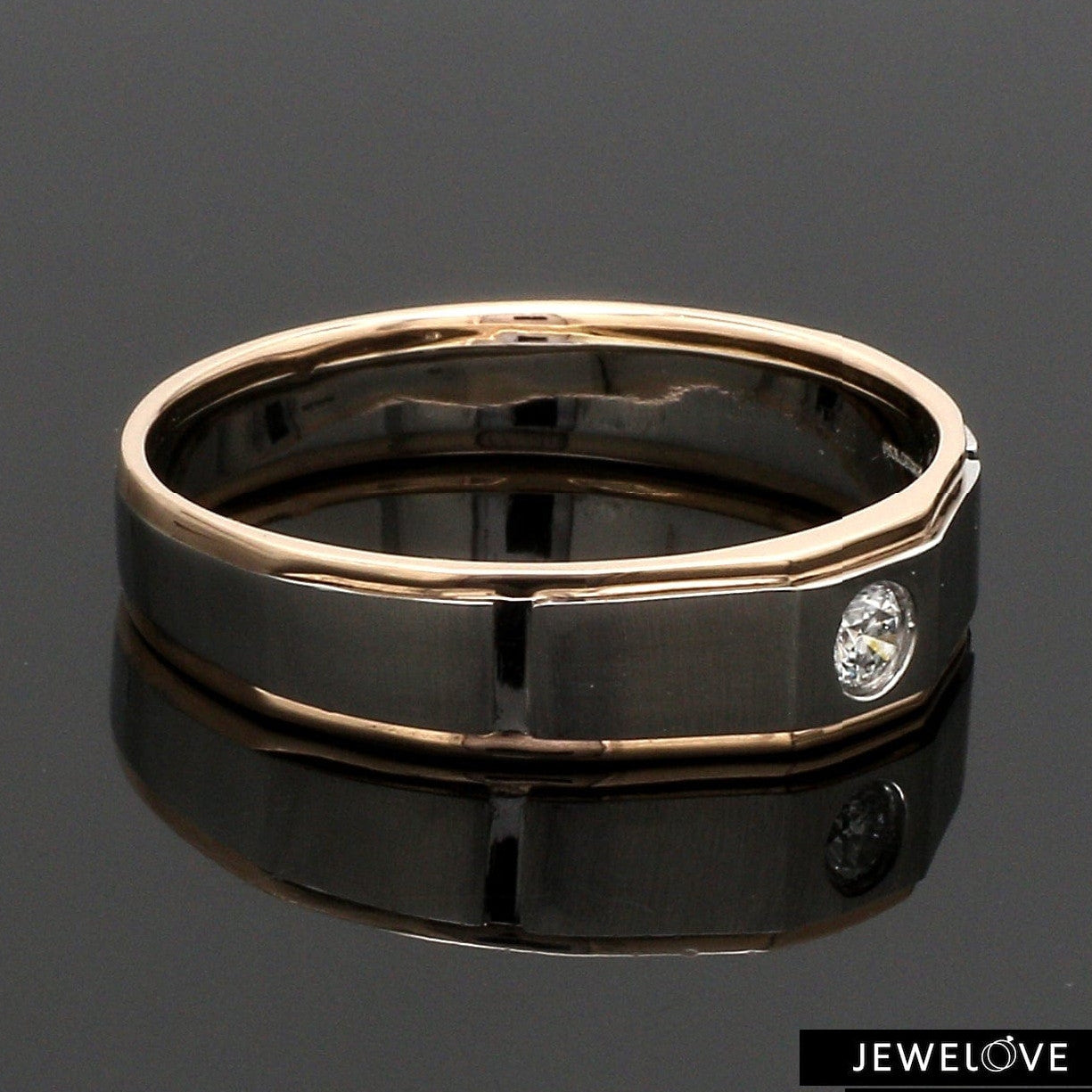 Platinum & Rose Gold Couple Rings with Solitaires JL PT 901