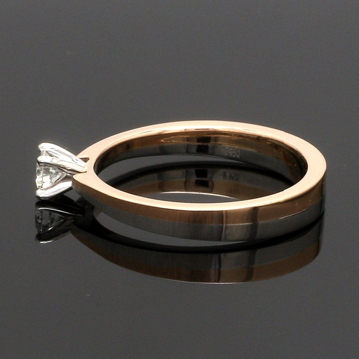 Platinum & Rose Gold Couple Rings with Solitaires JL PT 901