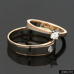 Load image into Gallery viewer, Platinum &amp; Rose Gold Couple Rings with Solitaires JL PT 901
