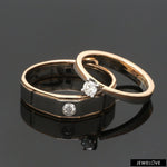 Load image into Gallery viewer, Platinum &amp; Rose Gold Couple Rings with Solitaires JL PT 901
