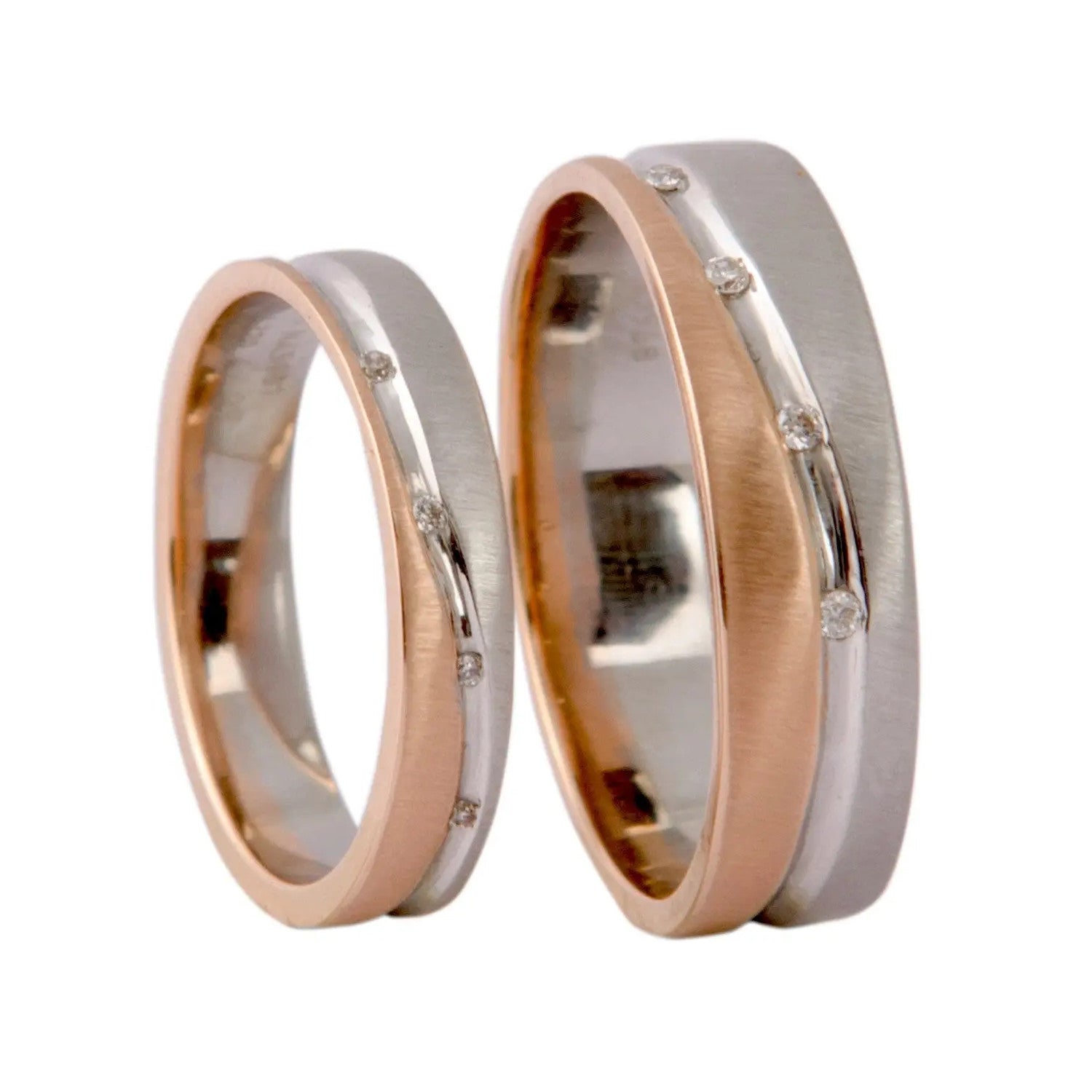 Platinum & Rose Gold Couple Rings with Tiny Diamonds JL PT 404