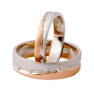 Platinum & Rose Gold Couple Rings with Tiny Diamonds JL PT 404