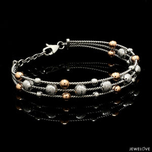 Platinum & Rose Gold Diamond Cut Balls Bracelet for Women JL PTB 1207