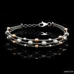 Load image into Gallery viewer, Platinum &amp; Rose Gold Diamond Cut Balls Bracelet for Women JL PTB 1207
