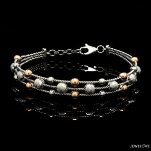 Platinum & Rose Gold Diamond Cut Balls Bracelet for Women JL PTB 1207