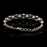 Load image into Gallery viewer, Platinum &amp; Rose Gold Diamond Cut Balls Bracelet for Women JL PTB 1207
