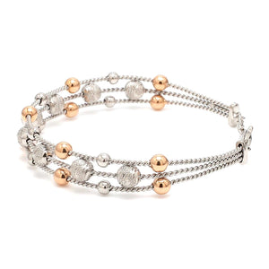 Platinum & Rose Gold Diamond Cut Balls Bracelet for Women JL PTB 1207