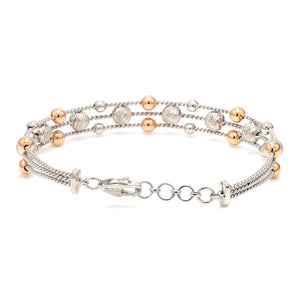 Platinum & Rose Gold Diamond Cut Balls Bracelet for Women JL PTB 1207