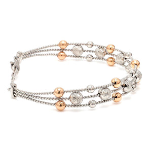 Platinum & Rose Gold Diamond Cut Balls Bracelet for Women JL PTB 1207