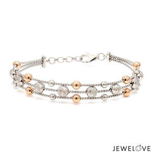 Platinum & Rose Gold Diamond Cut Balls Bracelet for Women JL PTB 1207