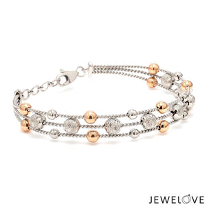 Platinum & Rose Gold Diamond Cut Balls Bracelet for Women JL PTB 1207