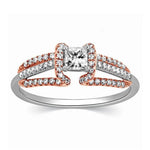 Load image into Gallery viewer, Platinum &amp; Rose Gold Engagement Ring with Princess Cut Solitaire JL PT 288
